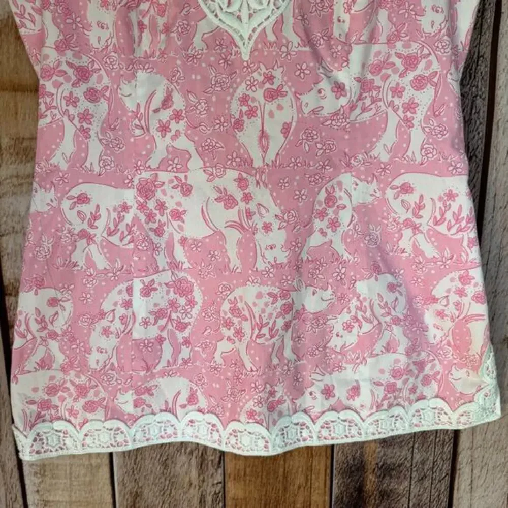 Lilly Pulitzer Top Sleeveless White‎ Label Run for the Roses Rhino Derby Size 8 - Picture 4 of 7